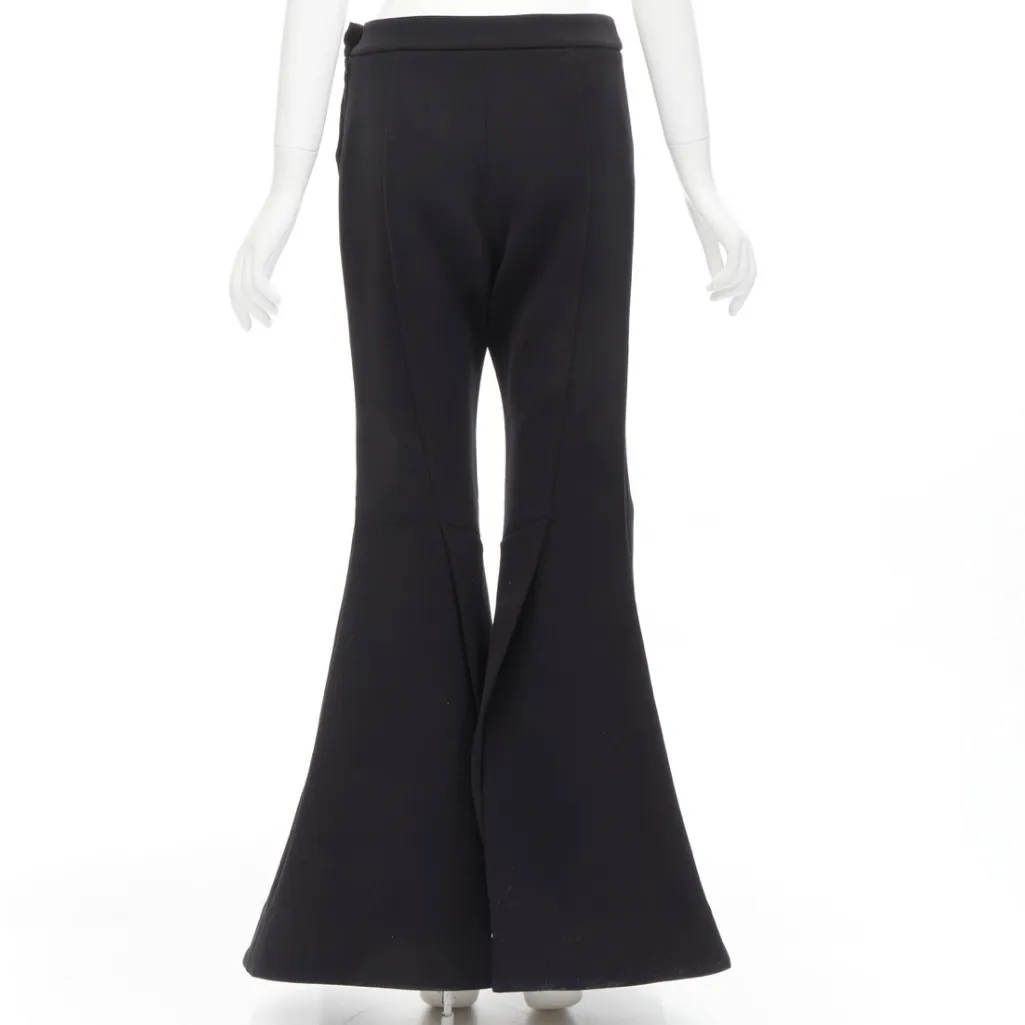 ELLERY Expressionism black polyester extra wide flared trousers pants Sz 6 - Image 2