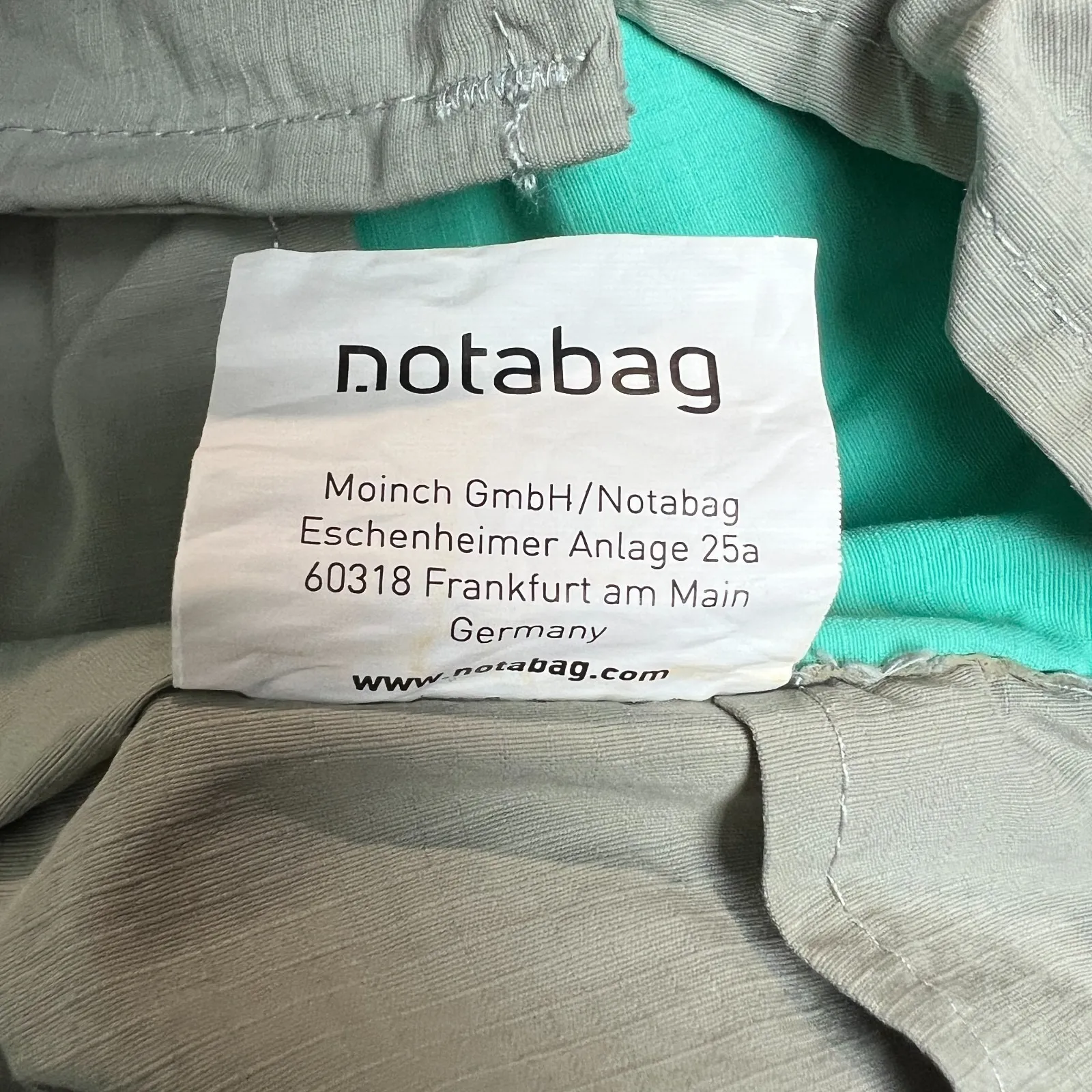 Notabag Backpack Bag Gray Seafoam Green Travel Nylon Cotton Casual Lightweight - Image 11