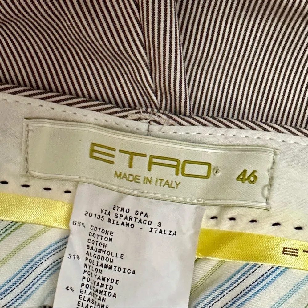 Etro Tan Pinstriped Ankle Chinos Versatile Business Casual Pants Summer Crisp Size 10 - Image 6