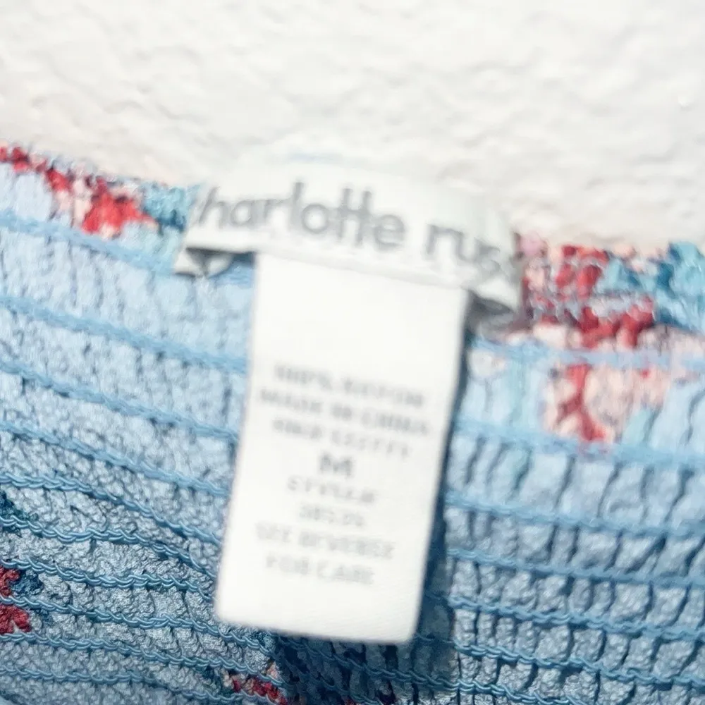 Charlotte Russe Blue Floral Bow Tank Top Keyhole Front Summer Mini Dress - Image 5