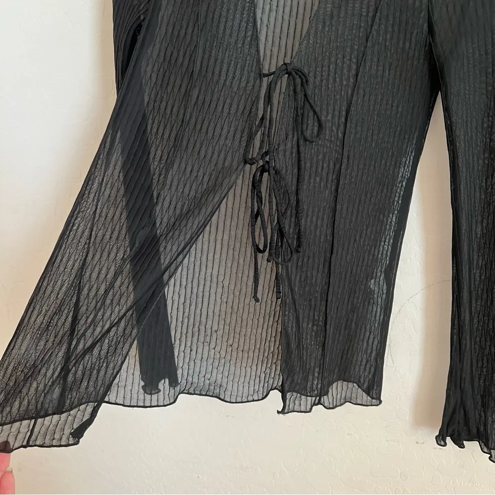 Zara Tied Front Sheer Cardigan in Black - Image 6