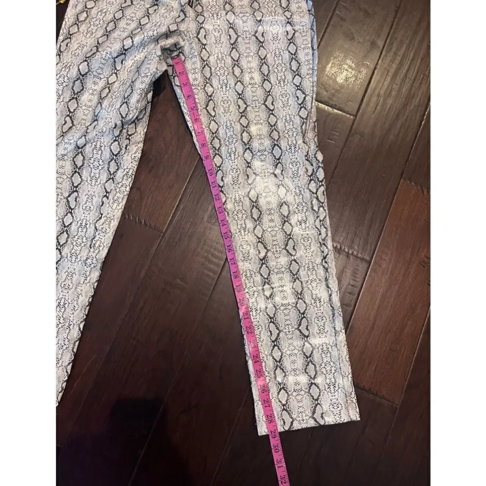 Pretty little things faux leather Grey Front Zip Snake Print Pants sz 8 - Image 12