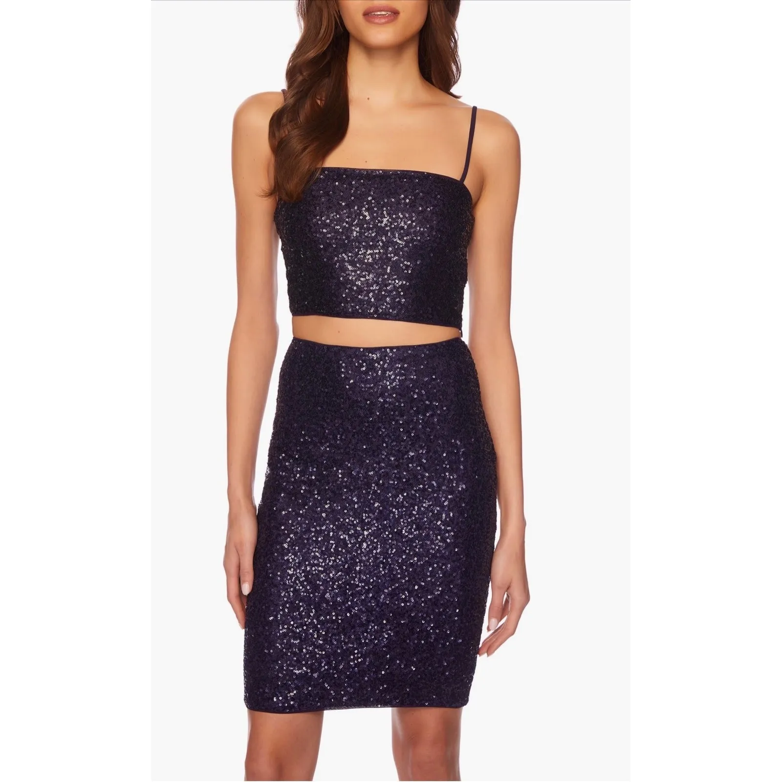 NWT SUSANA MONACO Sequin High Waist Pencil Skirt In Thunder (blue) Small $138 - Image 3