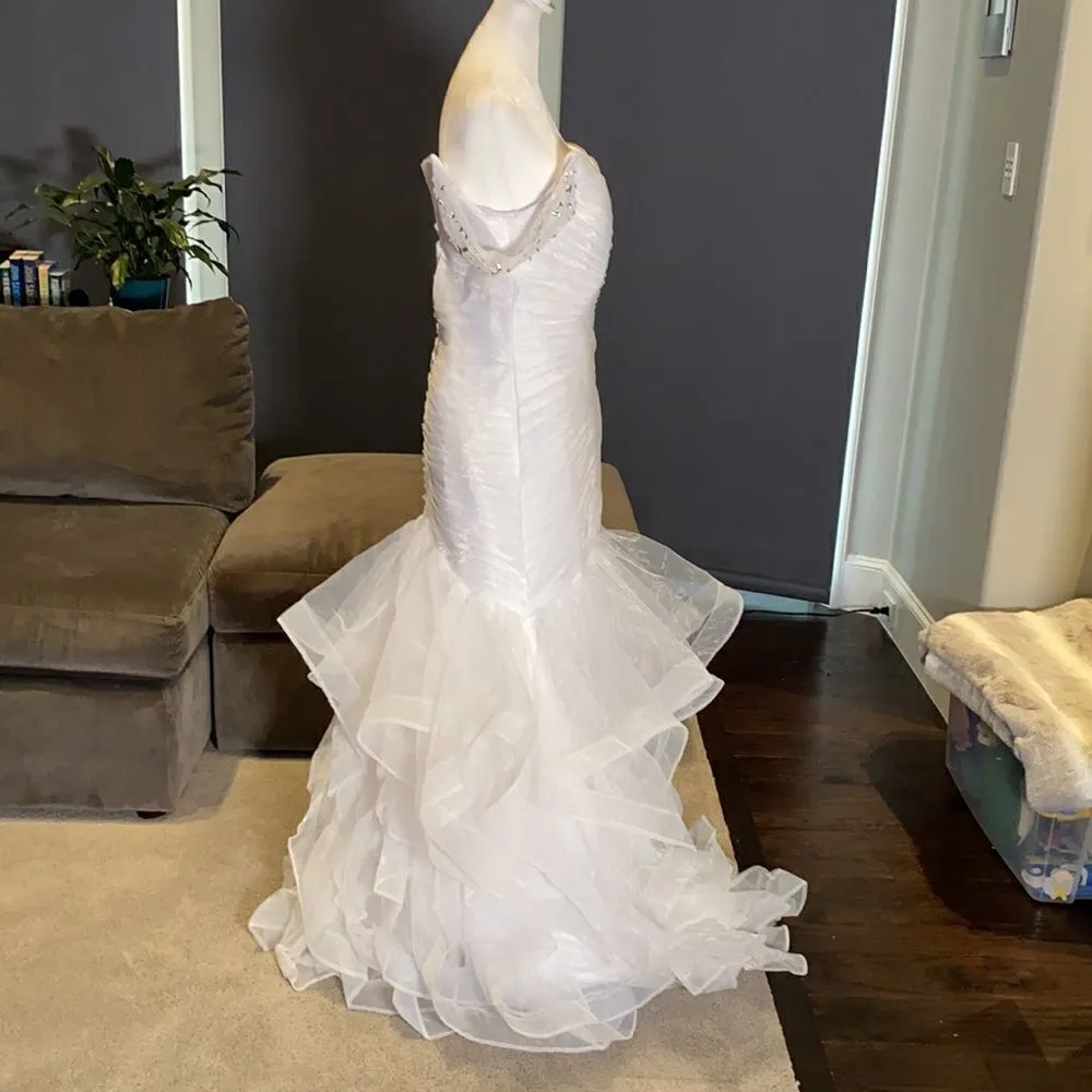 Women’s Wedding Dress with Side Design Ruffles & Corset Back Size L NWOT White Size L - Image 6