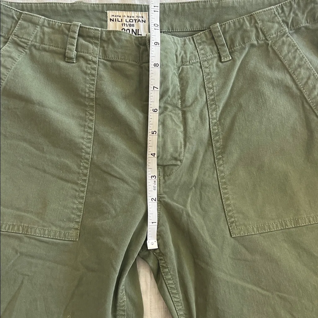 NILI LOTAN Women’s Jenna Straight Crop Twill Pants Army Green Size 8 Low Rise - Image 8