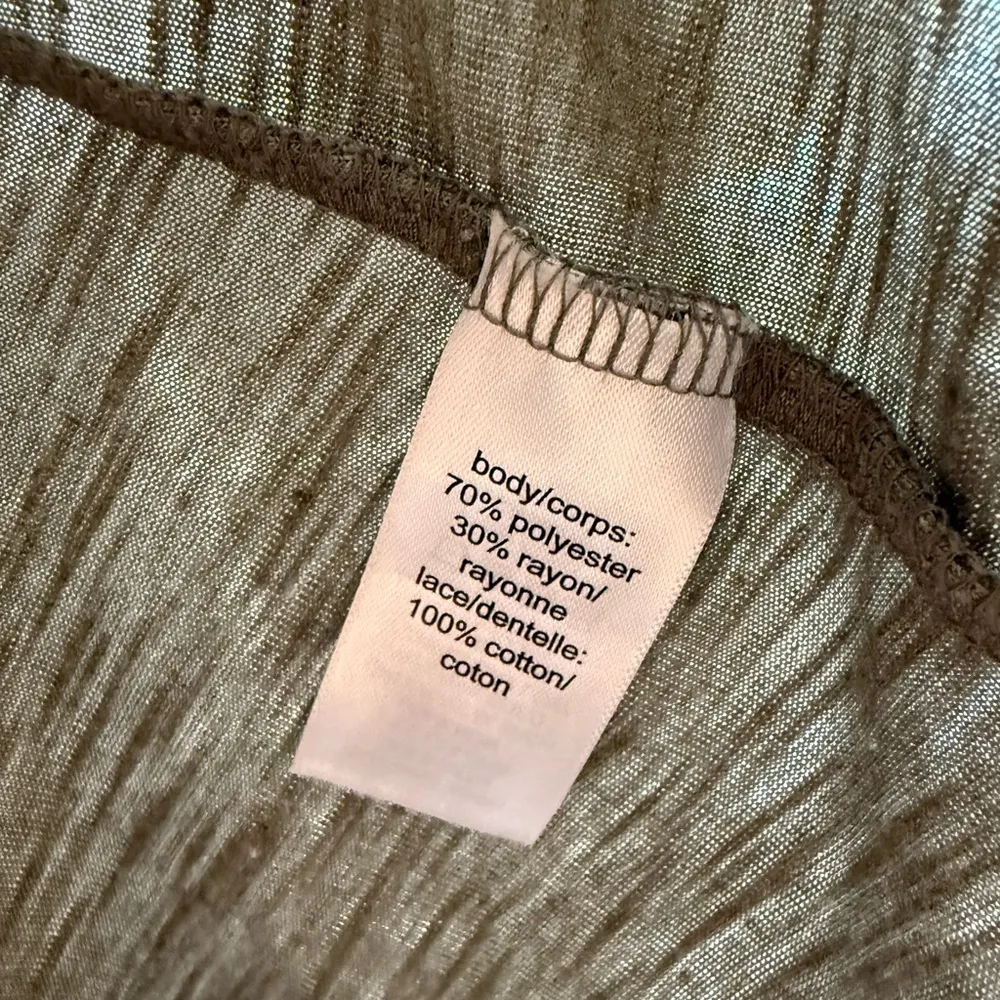 Maurice’s Olive Green Lace Detail Women's Jersey Knit 3/4 Sleeve Cardigan - Image 3