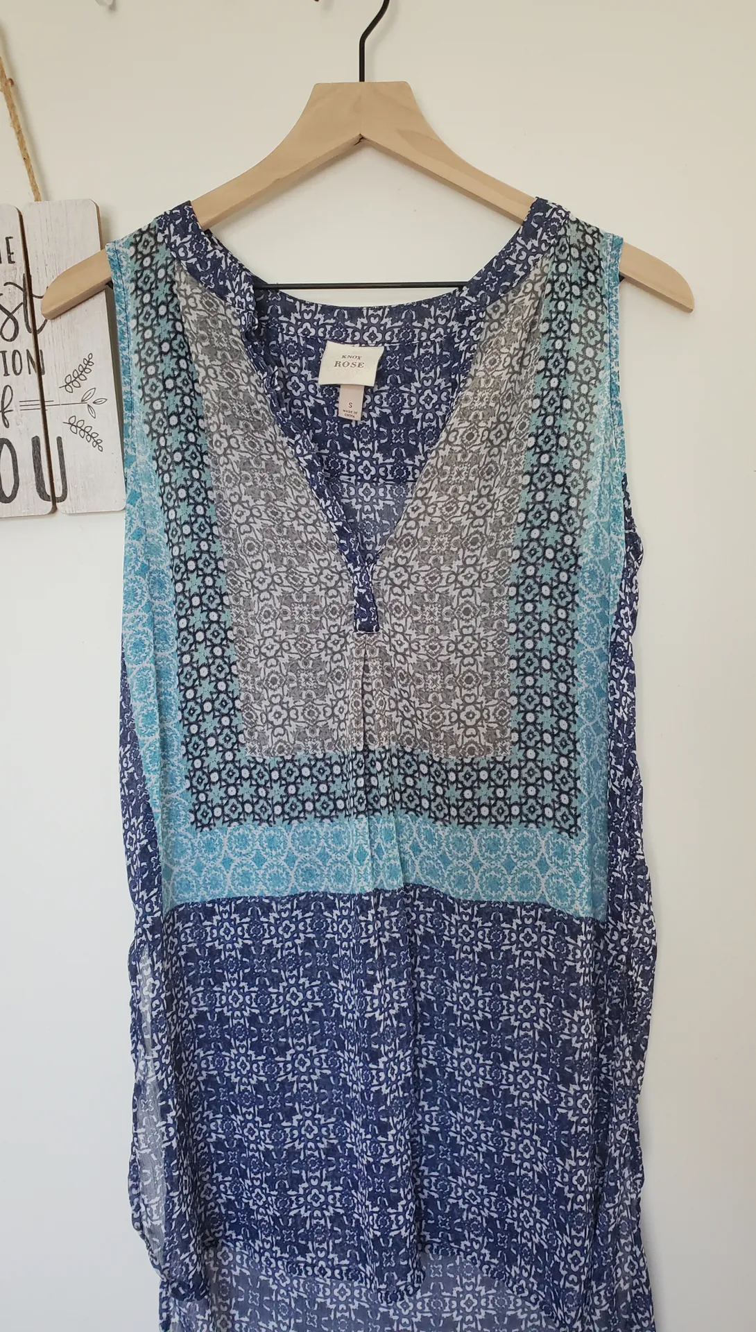 Knox Rose  Women's Size Small Blue Sleeveless Sheer High Low Dress - Image 3