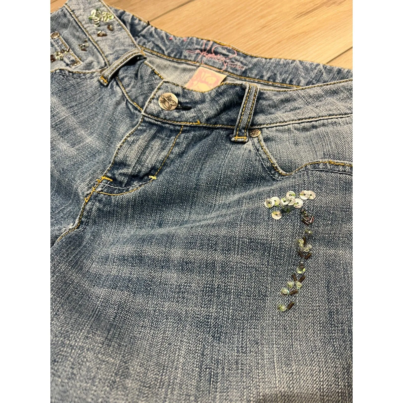 Jessica Simpson Y2K Low Rise Jeans Sequins Flared Denim Women 29" - Image 5