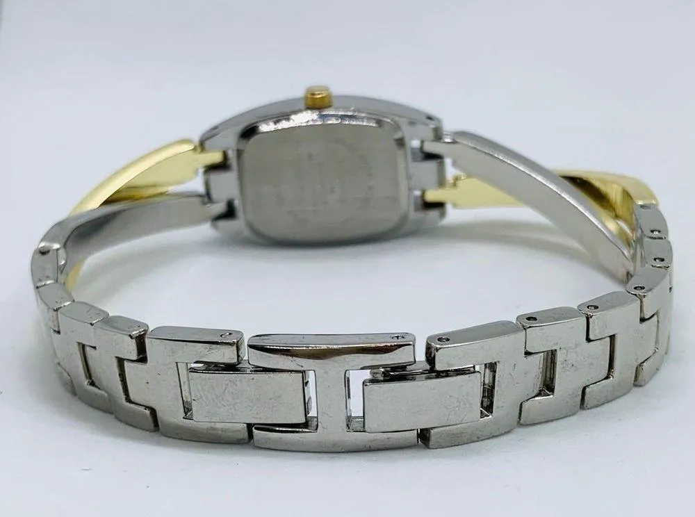 FMD Womens 19mm silver gold tone rhinestones watch bracelet size 7.5” - Image 4