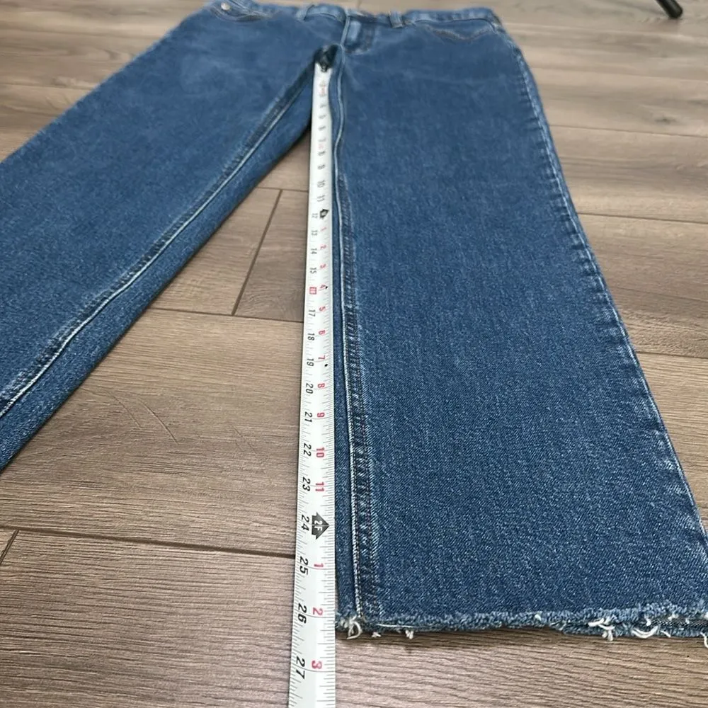 J. Crew 90’s Classic Straight High Rise Full Length Crop Stretch Blue Jeans Size - Image 10