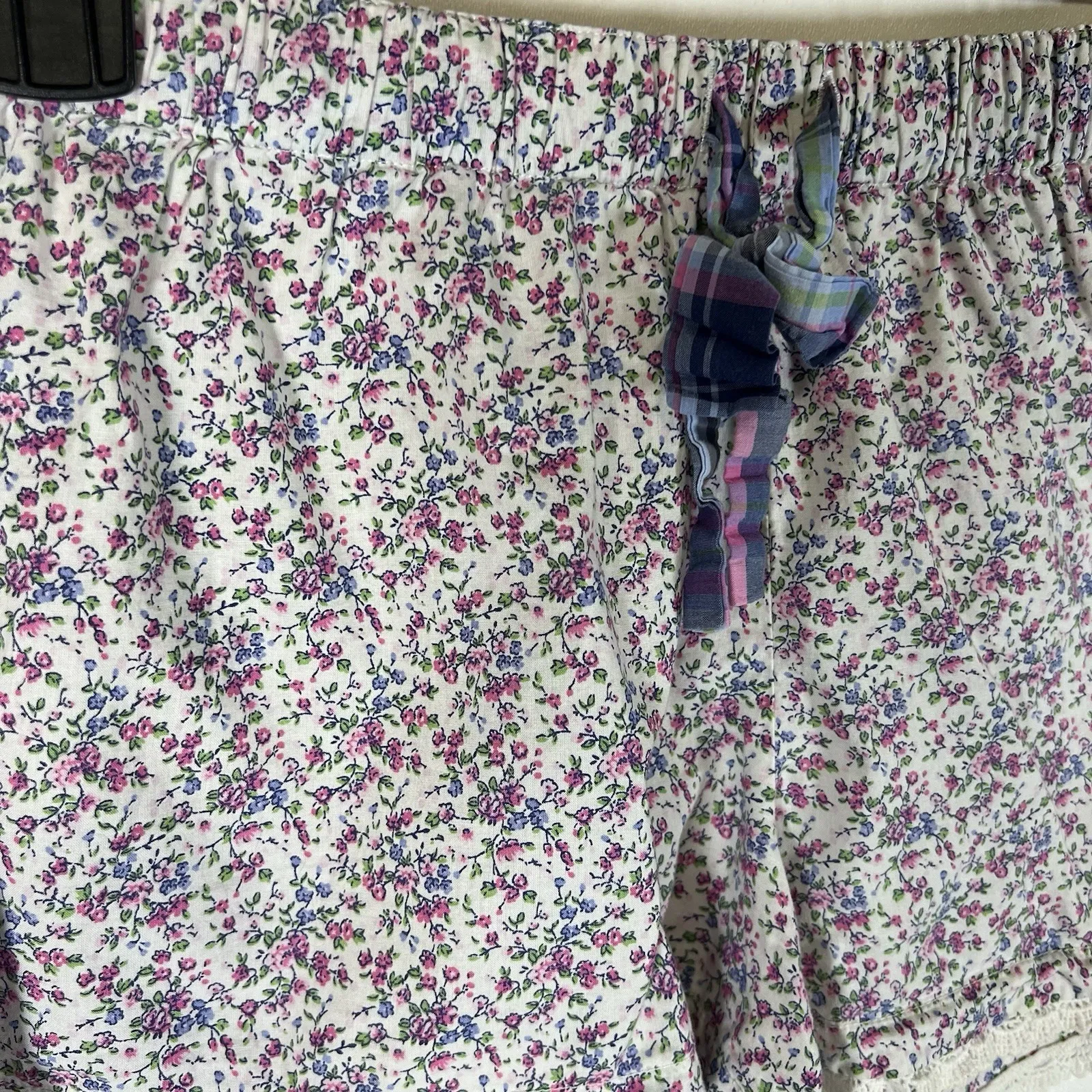 Jane & Bleecker Floral Crochet Trim Sleep Shorts Women's Size Medium Cotton - Image 2