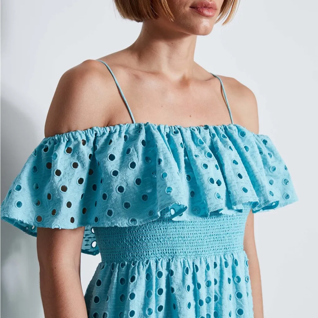 T-Tahari Eyelet Maxi Dress in Blue Haze, Size XS, NEW - Image 2