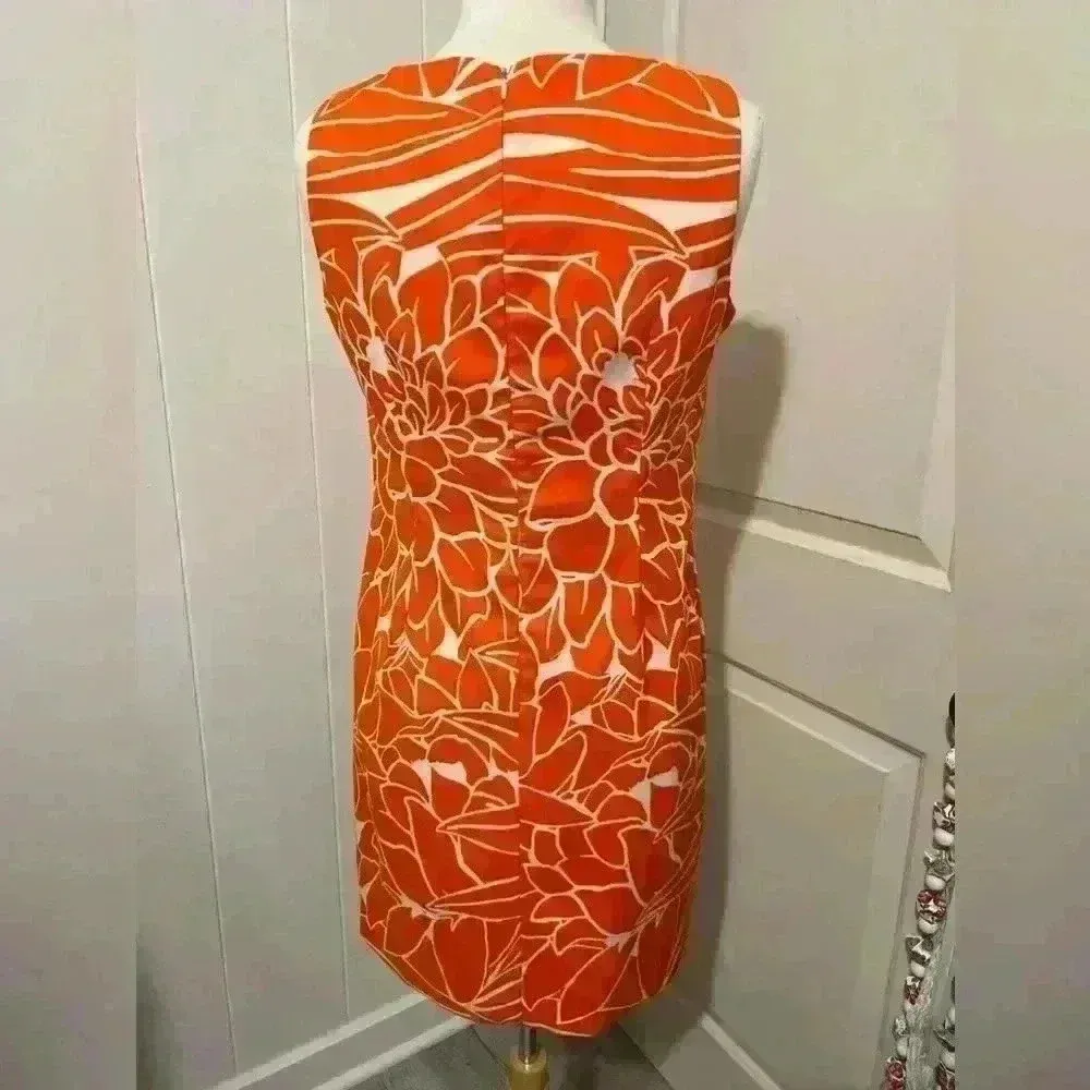 Ronni Nicole Dress Orange White Hawaiian Tropical Floral size 10P - Image 7