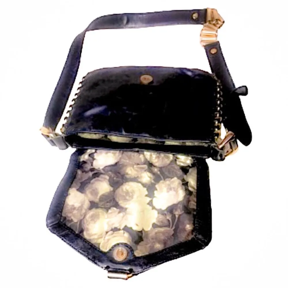 TED BAKER Black Lambskin and Brass Accent Throughout Bag & Strap Crossbody Bag - Image 16