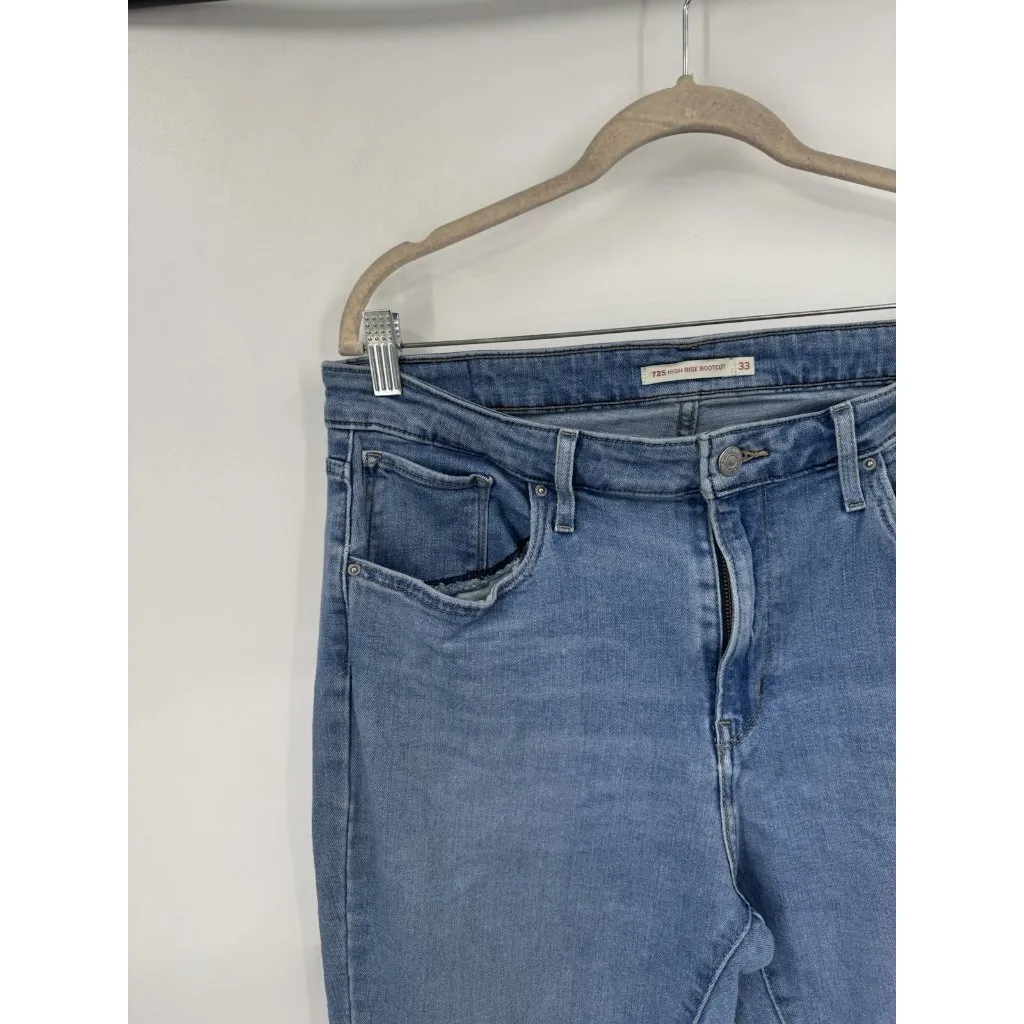 Levi’s 725 High Rise Bootcut Jean Women 33 Light Wash‎ Denim Western Bohemian - Image 9