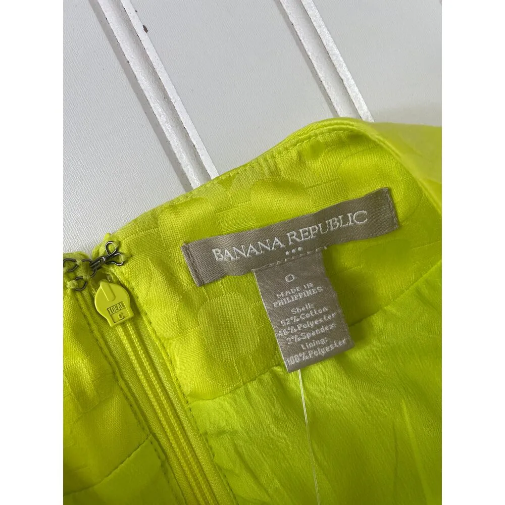 NWOT Banana Republic Canary Yellow Sleeveless Textured Lined Belt Sheath Dress 0 - Image 6