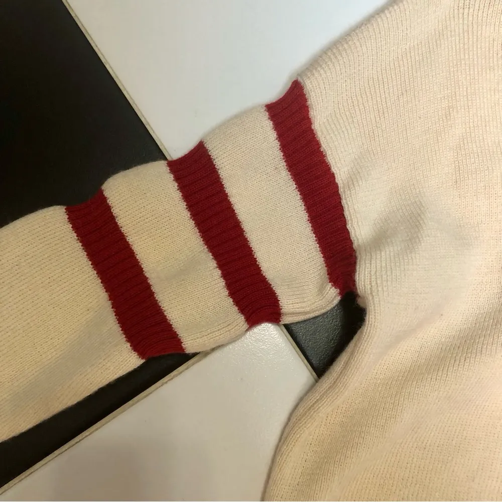 Vintage 60s 70s EIR Sweater Funnel Neck Zipper Detail Ribbed Varsity Academia M Tan Size M - Image 4