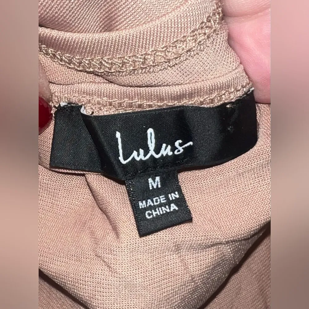 Lulus Bodysuit Casita Nude Sheer Lace Long Sleeve V Neck Open Back Medium NWOT - Image 10