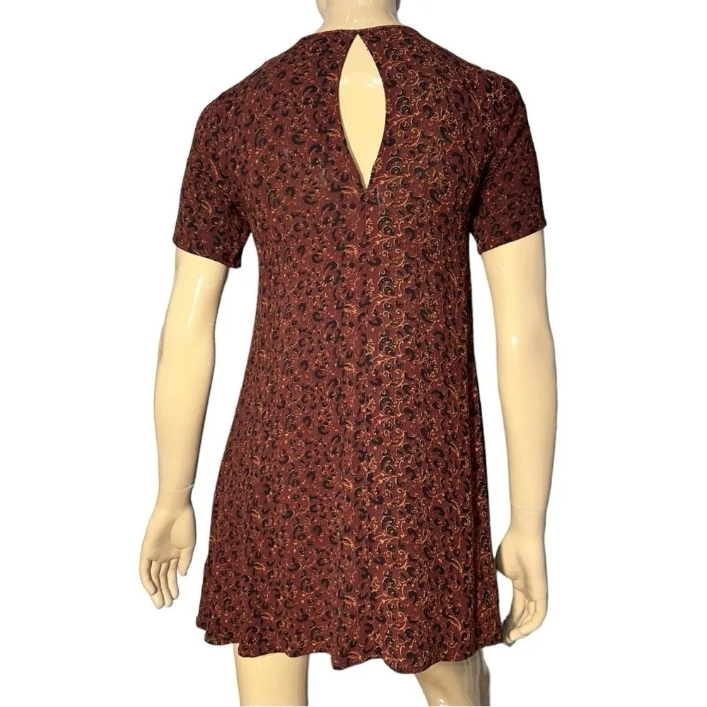 Staring at Stars Urban Outfitters Y2K Size XS Burgundy Print Short Tunic Dress - Image 5