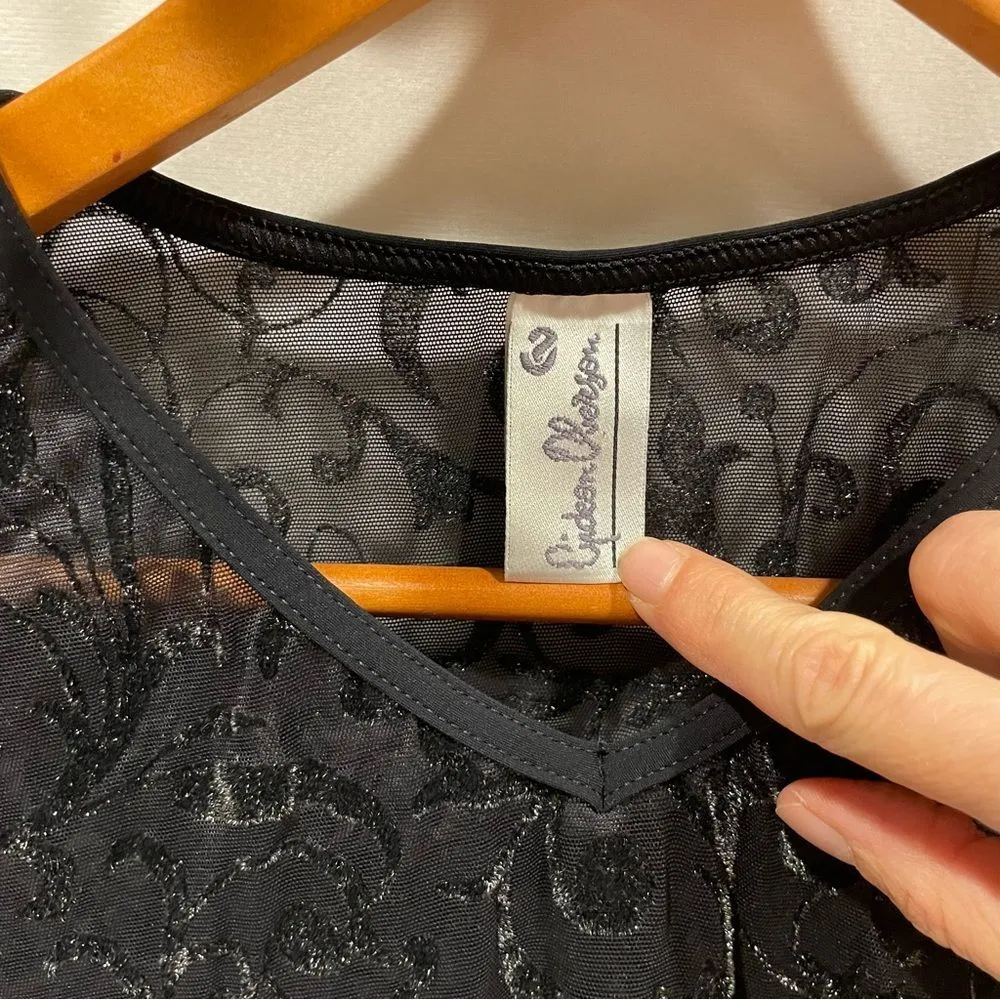 Vintage 90’s Y2K Gideon Oberson black lace swim cover up sexy dress 😍 Size L - Image 5