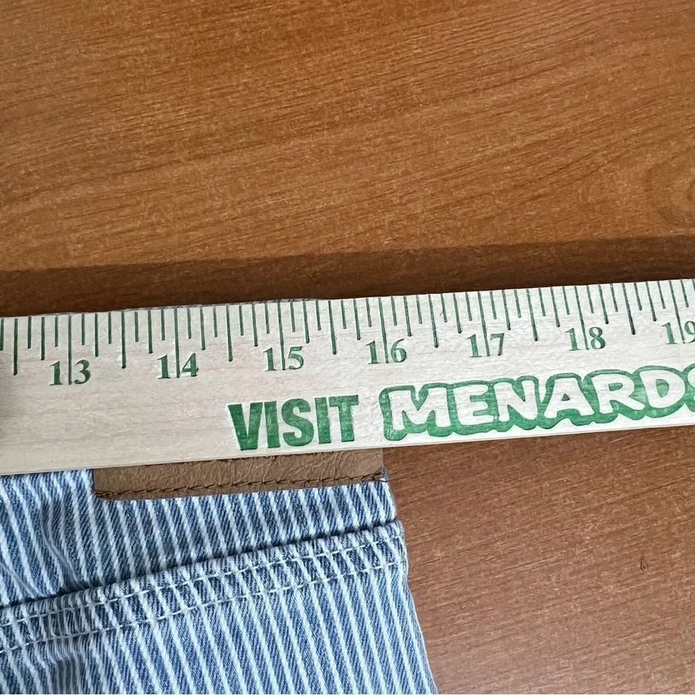 Zara, basic denim, women’s‎ size 6, striped, cropped ankle, frayed jeans - Image 5