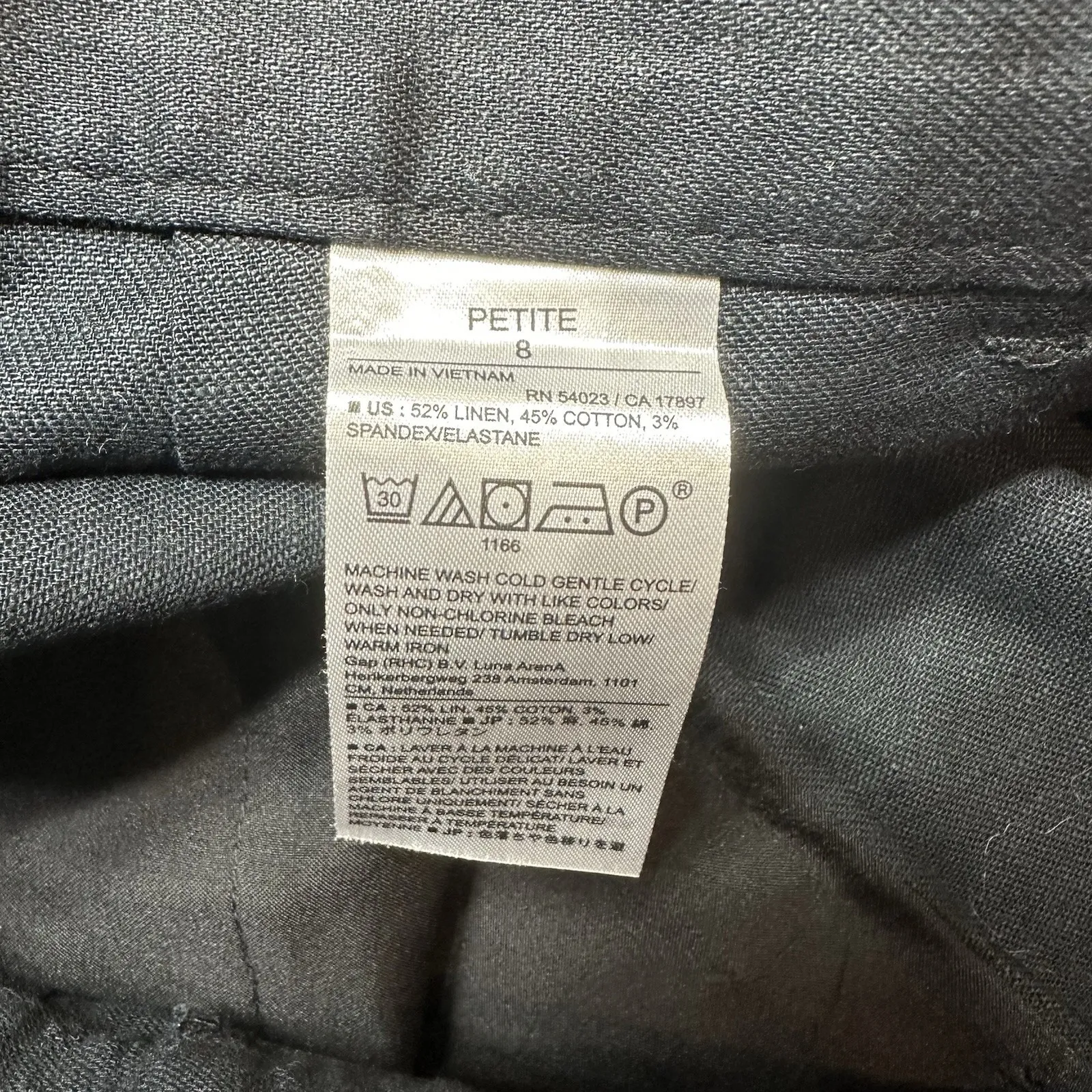 Banana Republic Wide Leg Pants‎ Black Linen Blend Petite 8 High Rise Office - Image 4