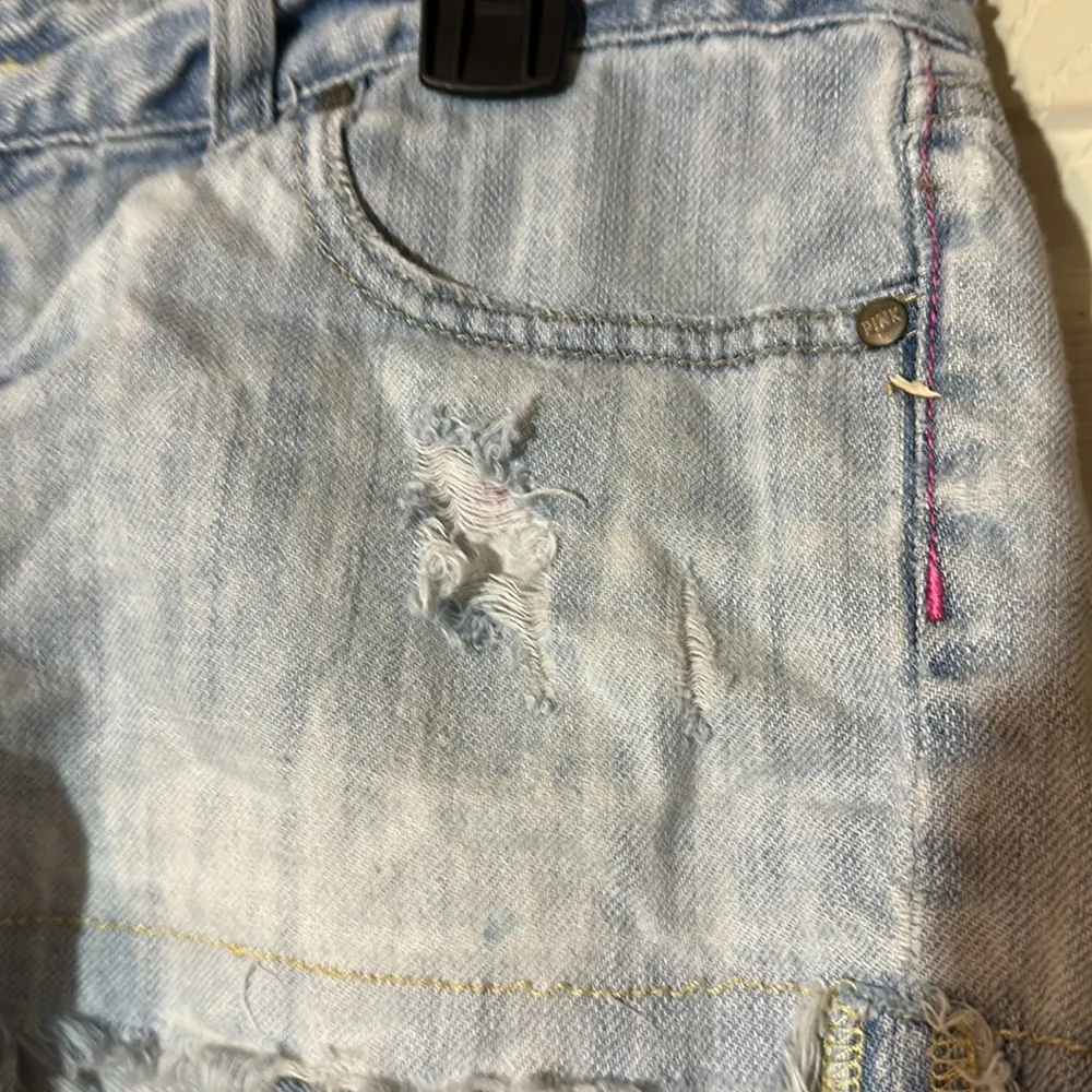 PINK Victoria's Secret Extremely Distressed Pale Blue Denim Jeans Shorts 6 - Image 6