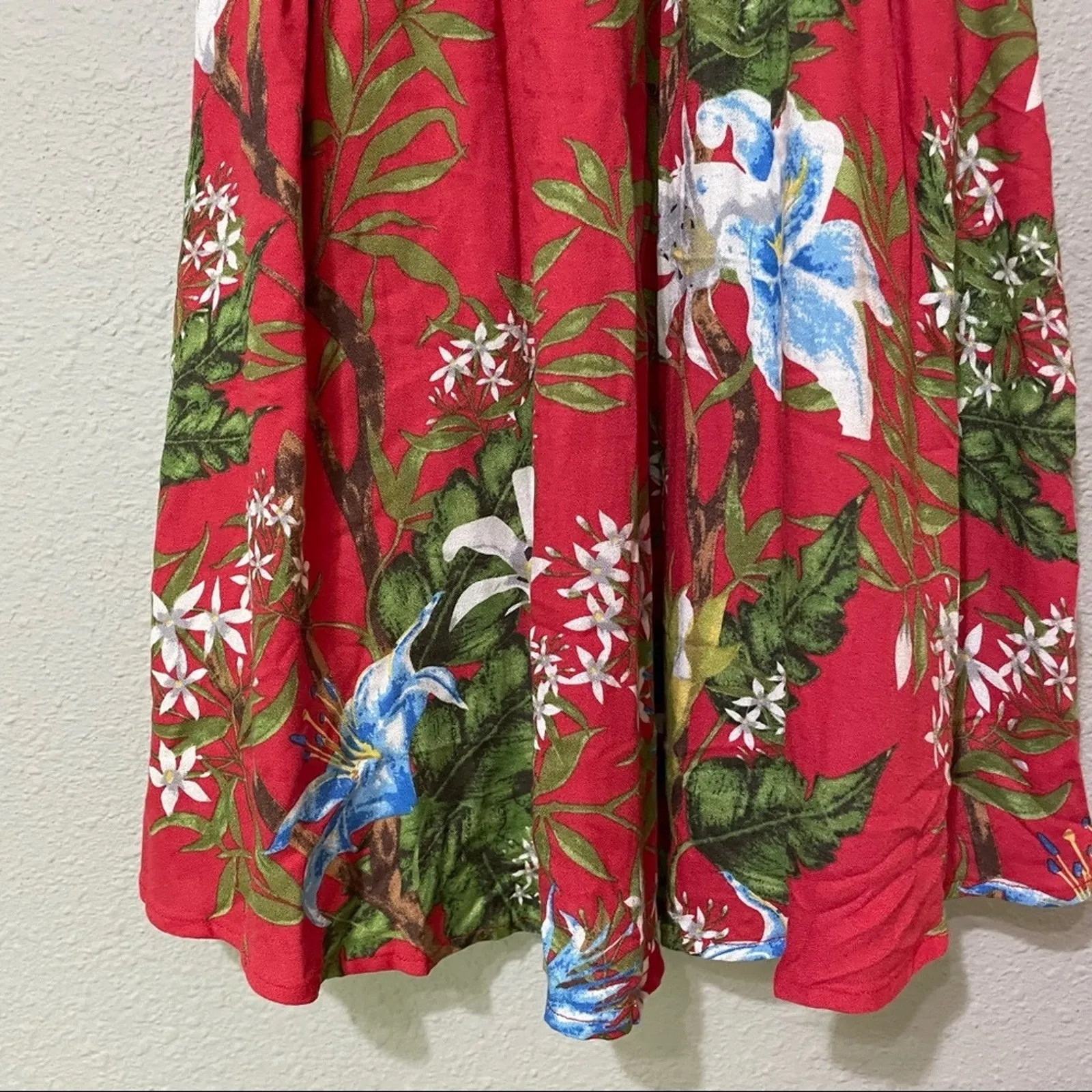 Everly Red Floral Ruffled Mini Dress Womens S Summer Sundress Girly Tropical - Image 3