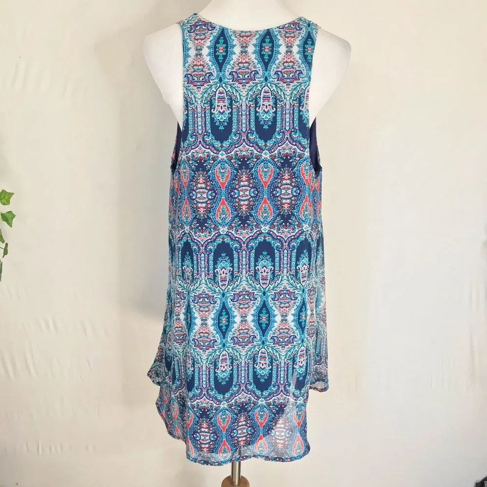 Show Me Your MuMu Blue Red Rancho Mirage Batik Tank Top Small Tunic Oversized - Image 4