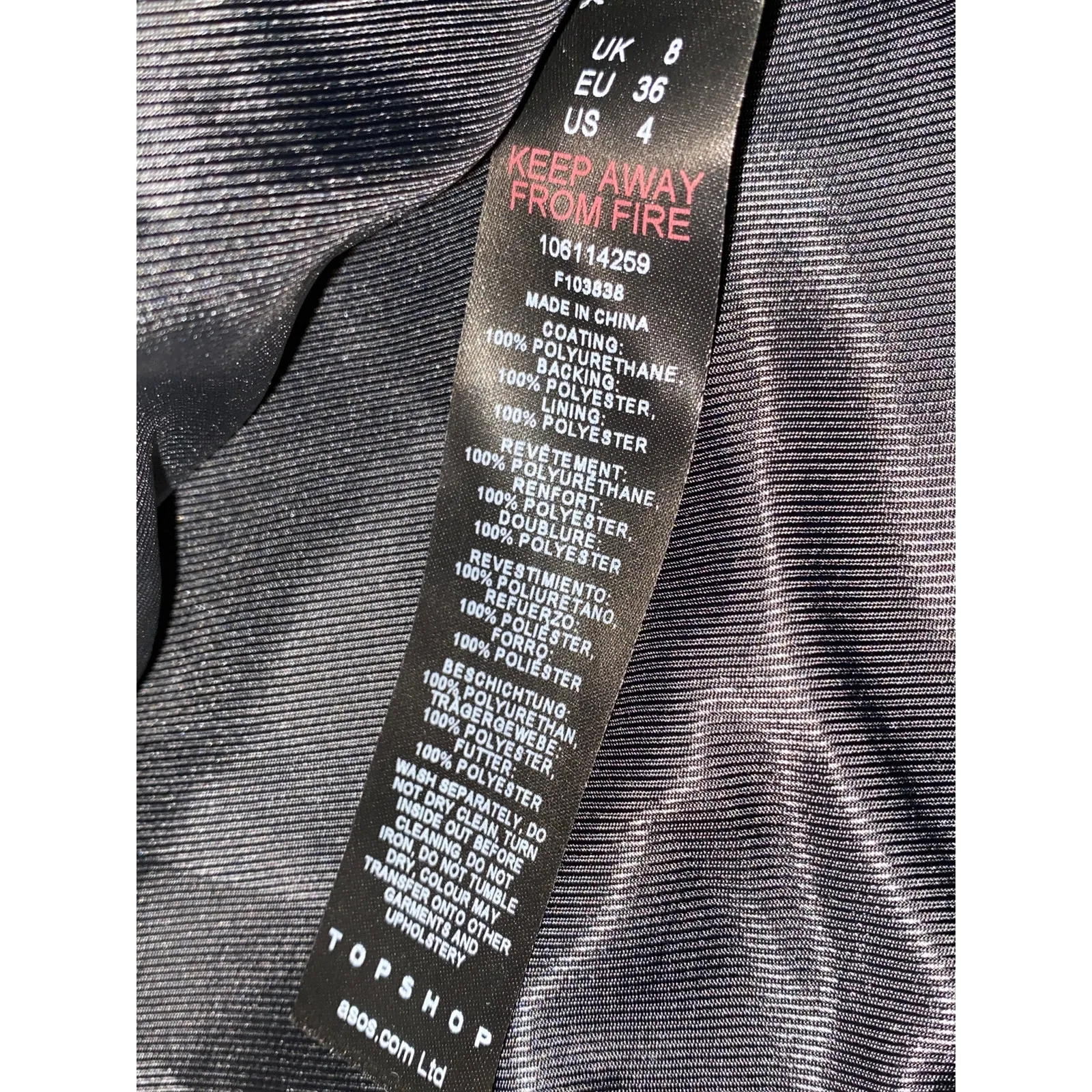 NEW Topshop Women's Black Faux Vegan Leather Zip Up Long Sleeve Moto Jacket Sz 4 - Image 5