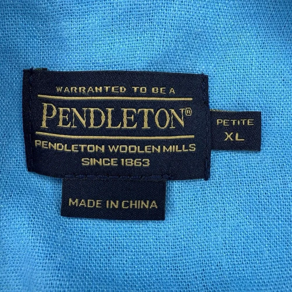Pendleton Linen Button Down Shirt Womens XL Petite Long Sleeve Lagenlook Casual - Image 5