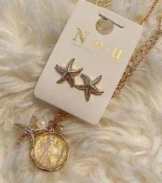 Boutique Outerbanks Inspired Starfish VSCO Summer Necklace Earring Set - Image 3