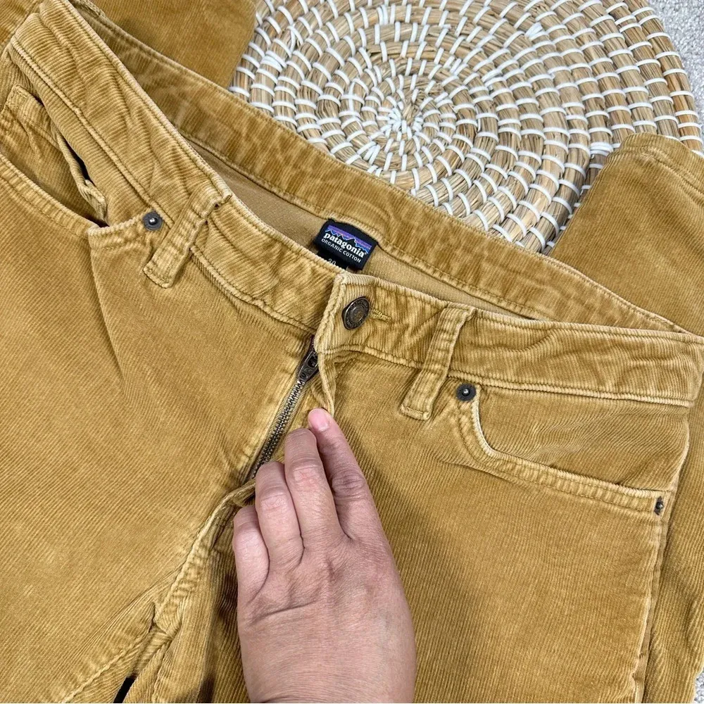 Patagonia Organic Cotton Fitted Corduroy Pants Low Rise Kastanos Brown Yellow 30 - Image 9