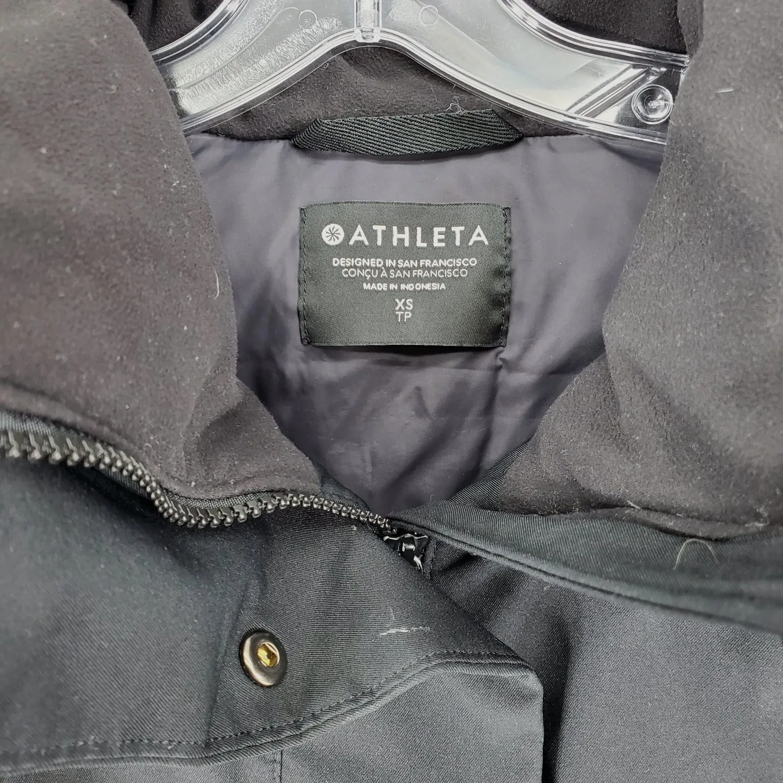 Athleta Black Outbound Parka Coat Women Size XS Down MISSING HOOD Long - Image 2