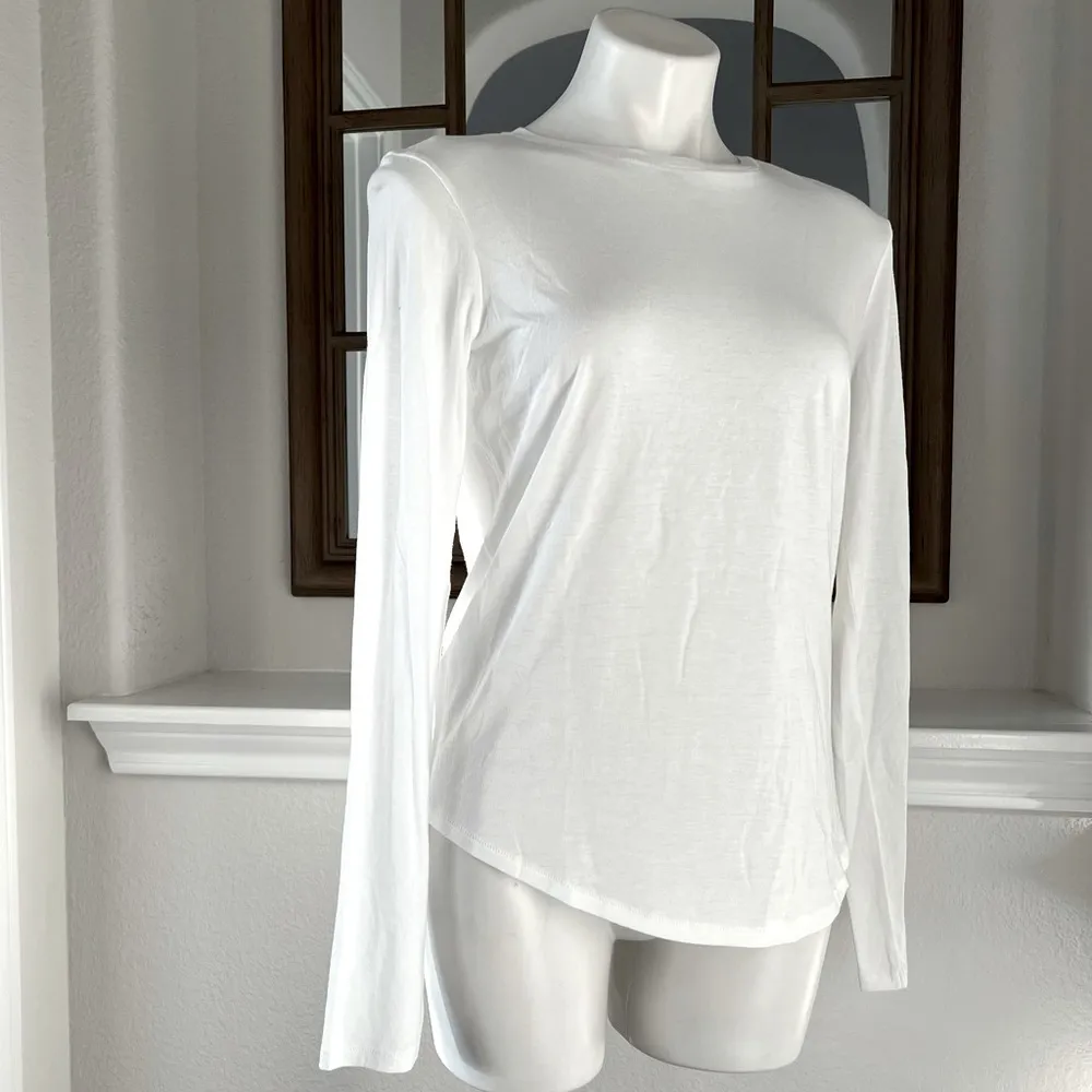 Vince Long Sleeve Top Pima Cotton Crew Neck T-Shirt Size M NWT - Image 3