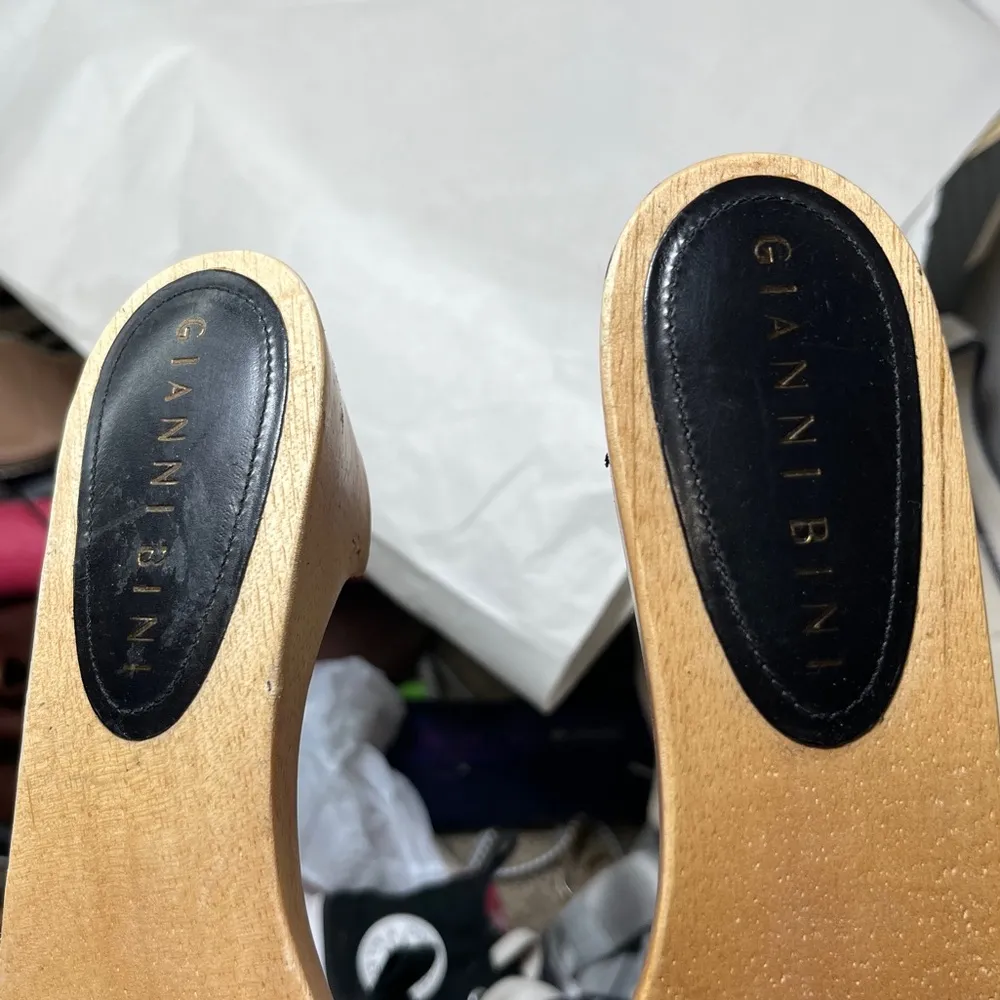 Gianni Bini Christy Leopard Print Calf Hair Wooden Base Slide Kitten Heel Sz 8.5 - Image 5