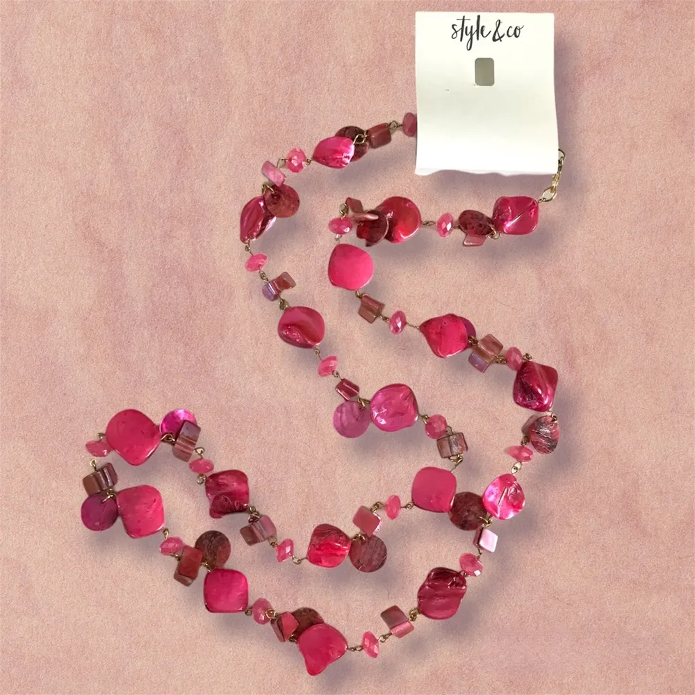 Style & Co. Shell Rope Long Gold-Tone Women's Necklace 42", Pink/Red Reg $29.50 - Image 7