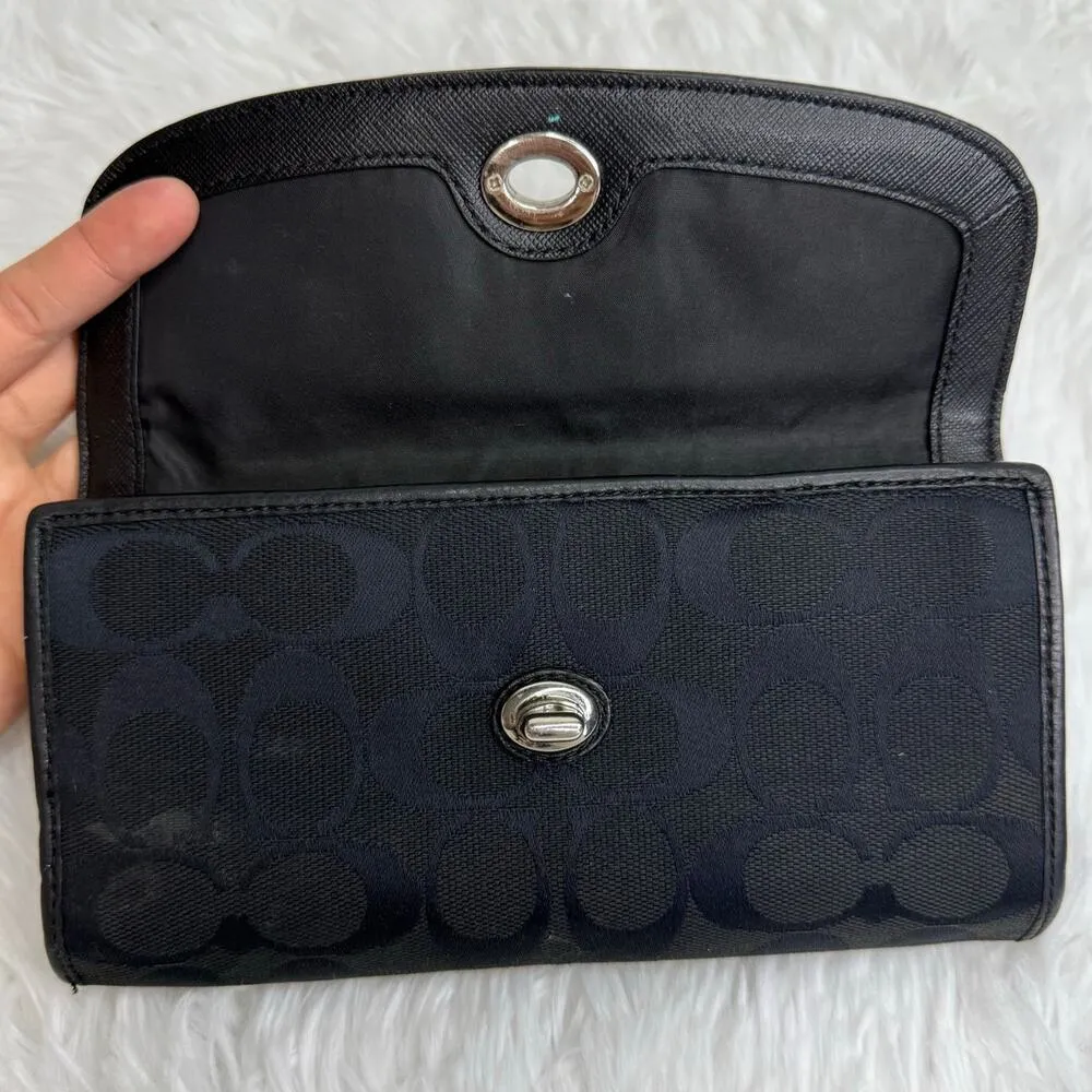 COACH Black Signature Canvas Wallet - Image 3