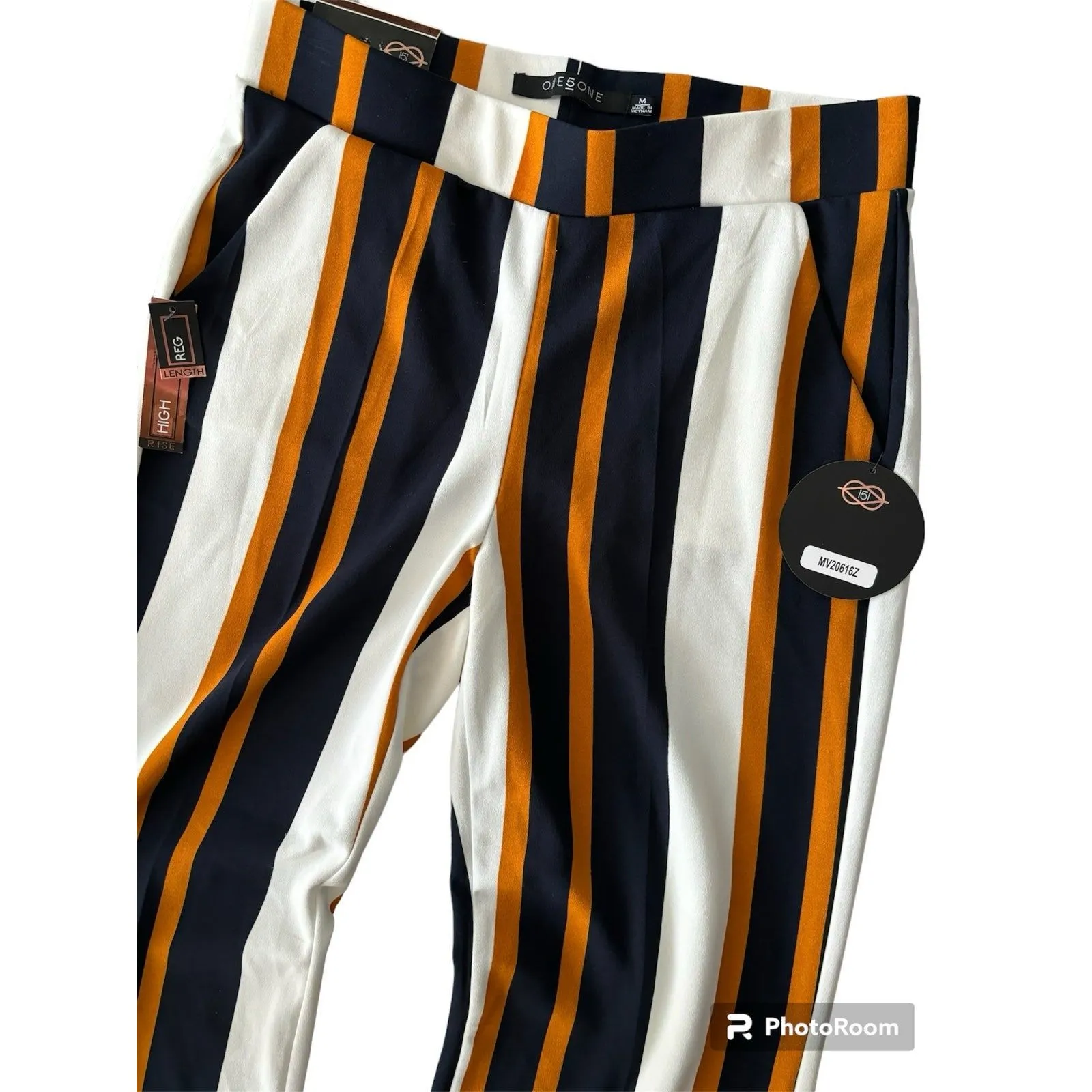 151 One 5 One Women’s High Rise Wide Leg Casual Dress Pants‎ M Orange Size M - Image 6