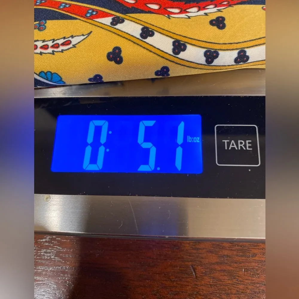 Bursa Silk Valley Turkey Floral Print Silk Scarf 64" x 22” Blue, Red, Gold Yellow - Image 6