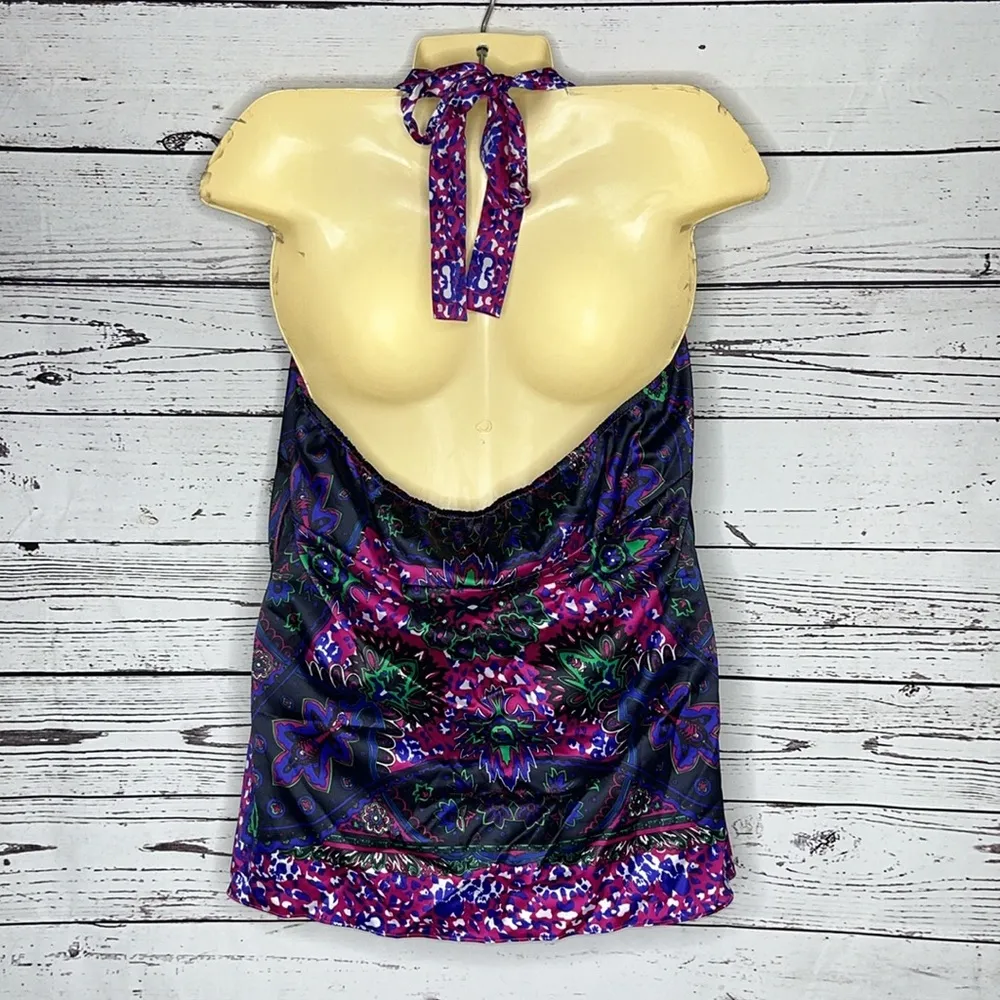 The Limited NWT Size XL Geometric - Animal Print Satin Halter Top Blouse - Image 2
