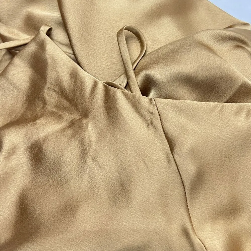 Show Me Your Mumu Verona Cowl Dress in True Gold Luxe Satin size Small - Image 10