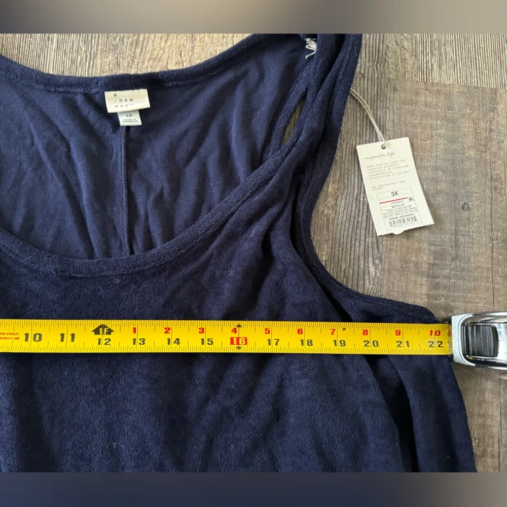 NEW 🌸 A New Day Women's Navy Blue Cotton Sleeveless Terry Mini Tank Dress 3X - Image 4