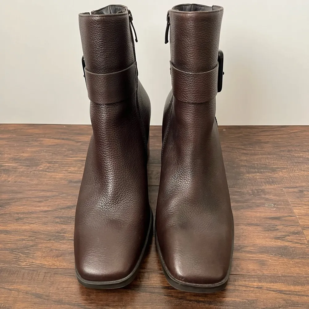 Paul Green Nirvana Pebbled Leather Buckle Detail Chunky Heel Boots AUS 8 US 10.5 - Image 4