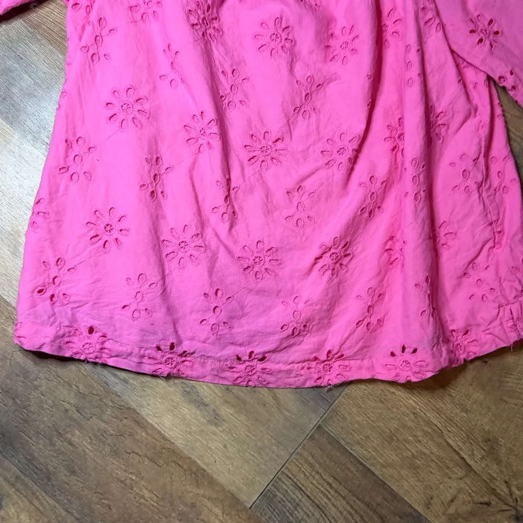 Crown & Ivy Pink Floral Eyelet Blouse size small - Image 6