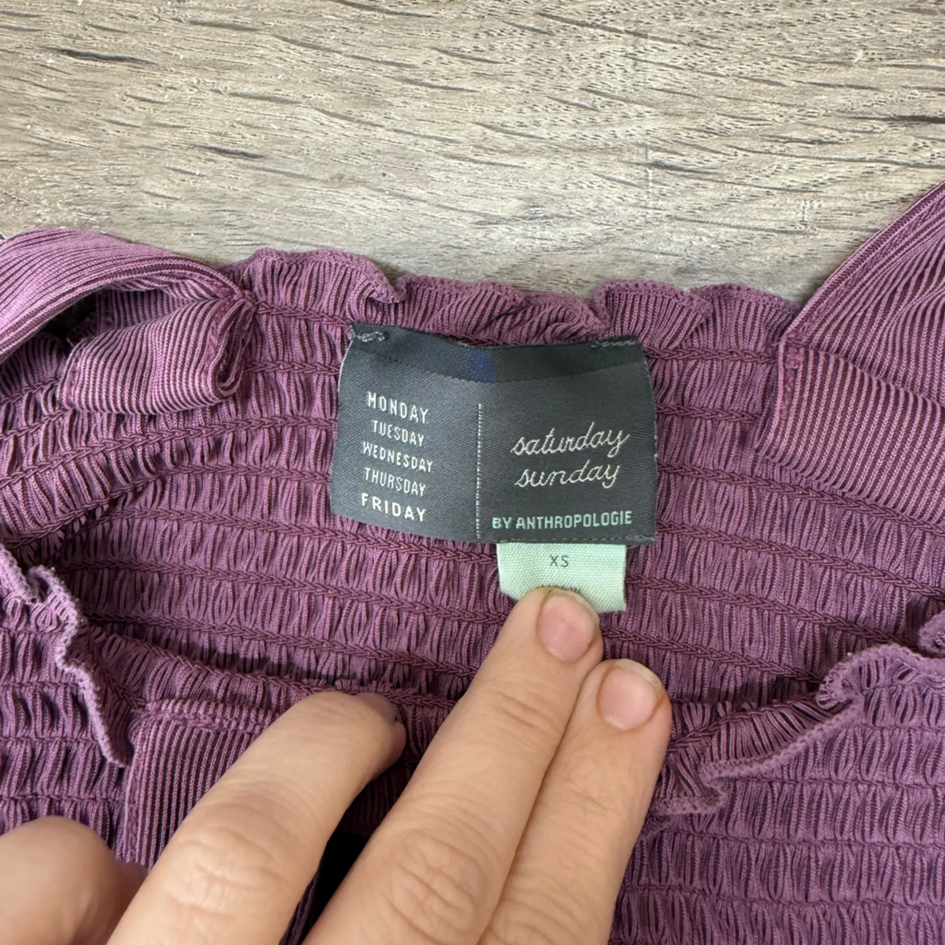 Saturday Sunday Javiera Smocked Jumpsuit Size xs Plum Purple Anthropologie - Image 4