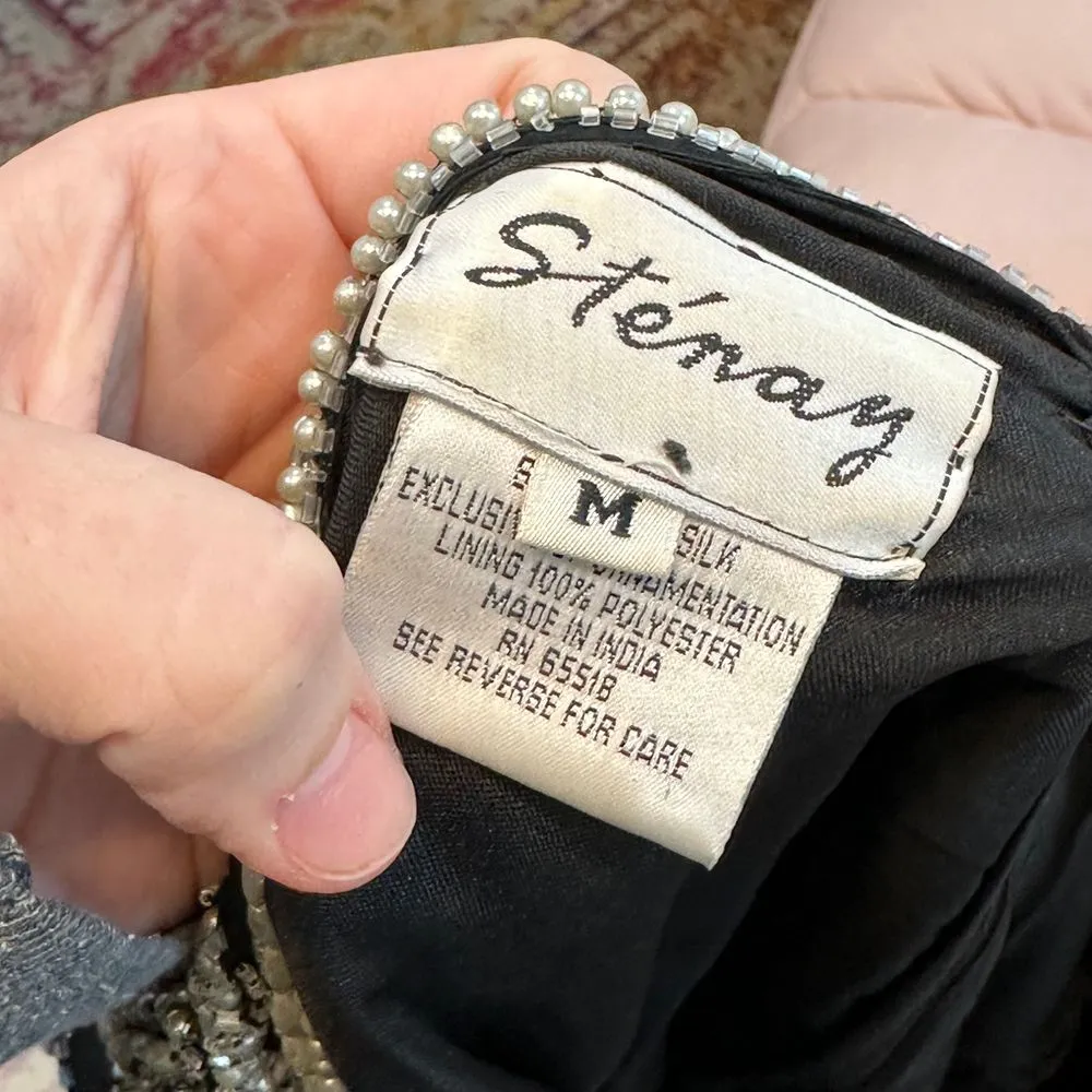 Stenay Womens Beaded Top Small Silk Black Sequin Flapper Party‎ New Years - Image 9