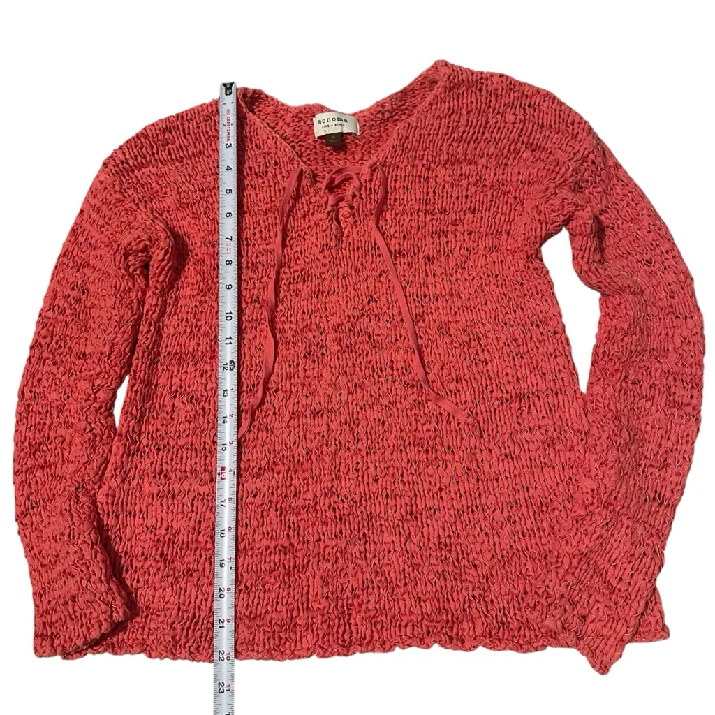 Sonoma Net‎ Mesh Sweater Swimsuit Coverup Coral Pink SZ L Loose - Image 4