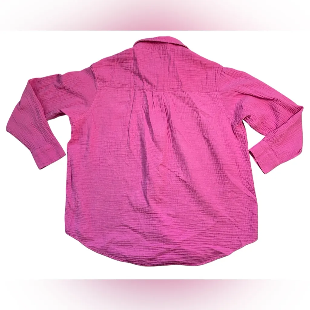 GAP Pink Cotton Gauze Button Down Long Sleeve Shirt - Image 9