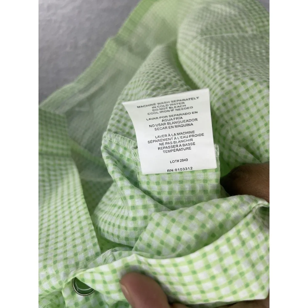 Dream Rest Women's Vintage Dress Button Down Short Sleeve Gingham Green Sleep - Image 5